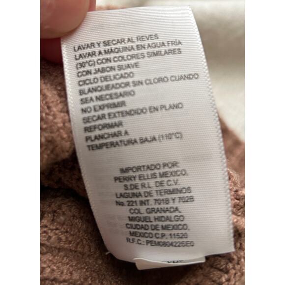 Rafaella ribbed mock neck tunic sweater pullover Cream & Brown women's sz S/P/CH - Picture 6 of 6